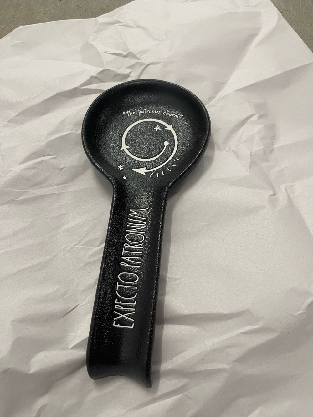 Rae Dunn Harry Potter matte black EXPECTO PATRINUM spoon rest - HTF